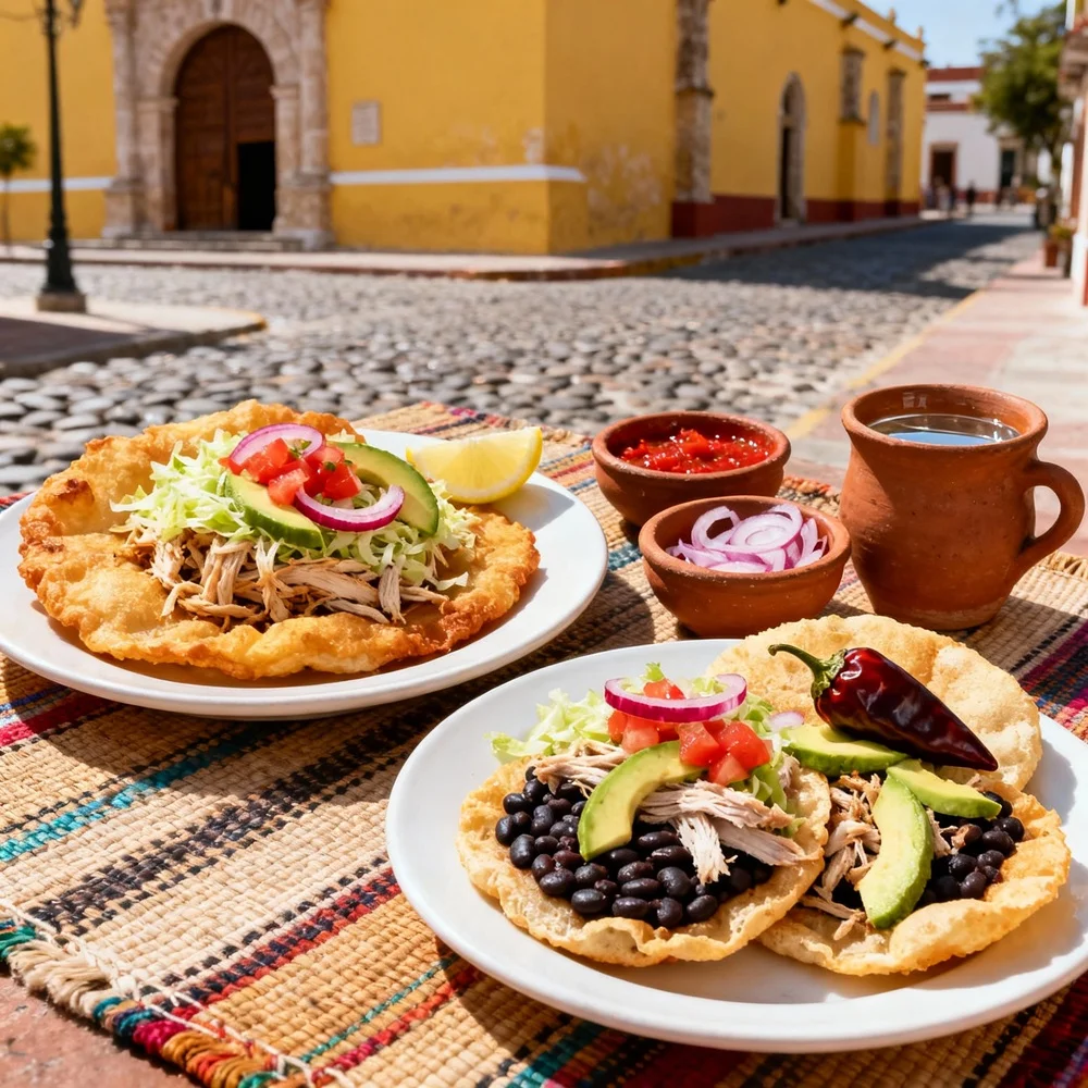 Salbutes y panuchos típicos en Izamal Yucatán