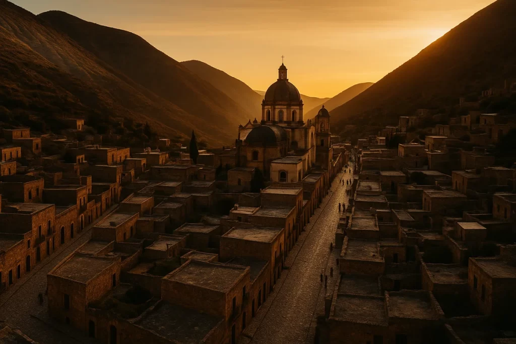 Vista panorámica de Real de Catorce, pueblo mágico en el desierto de San Luis Potosí, México