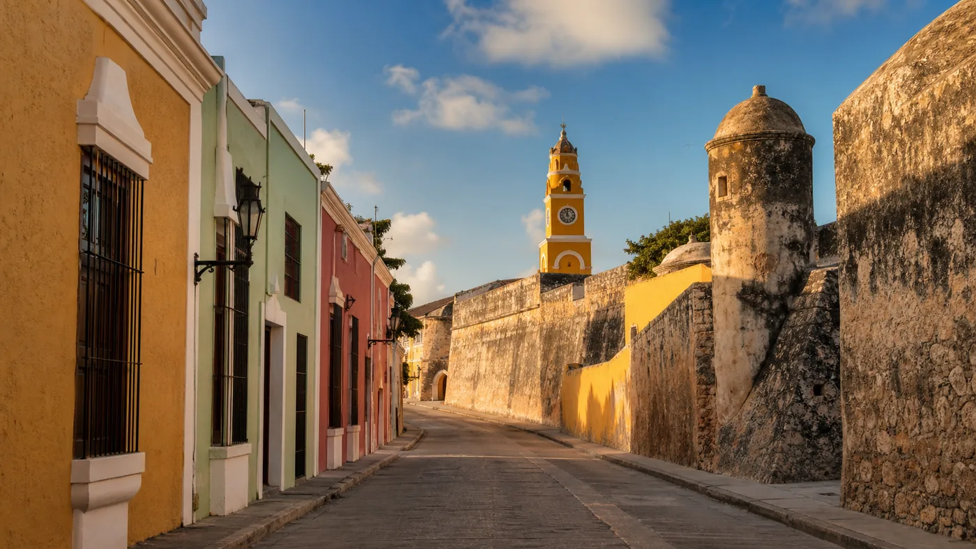 Campeche en dos dias con calles coloniales y murallas